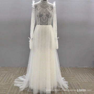 Wedding Wholesale Factory Bride long sleeve Flower Knot Wedding Dress